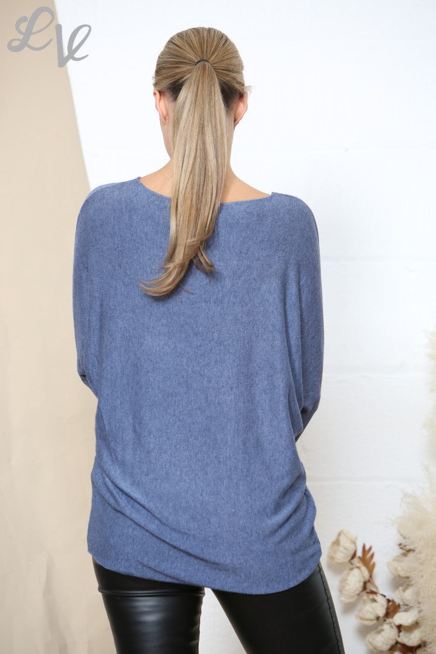 Dames houden van Sparkle Fijne Gebreide Trui Top Denim