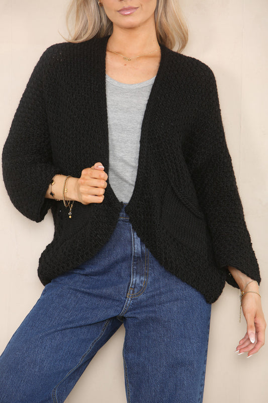 KNITTED BATWING CARDIGAN BLACK