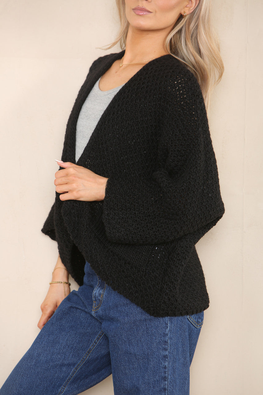 KNITTED BATWING CARDIGAN BLACK