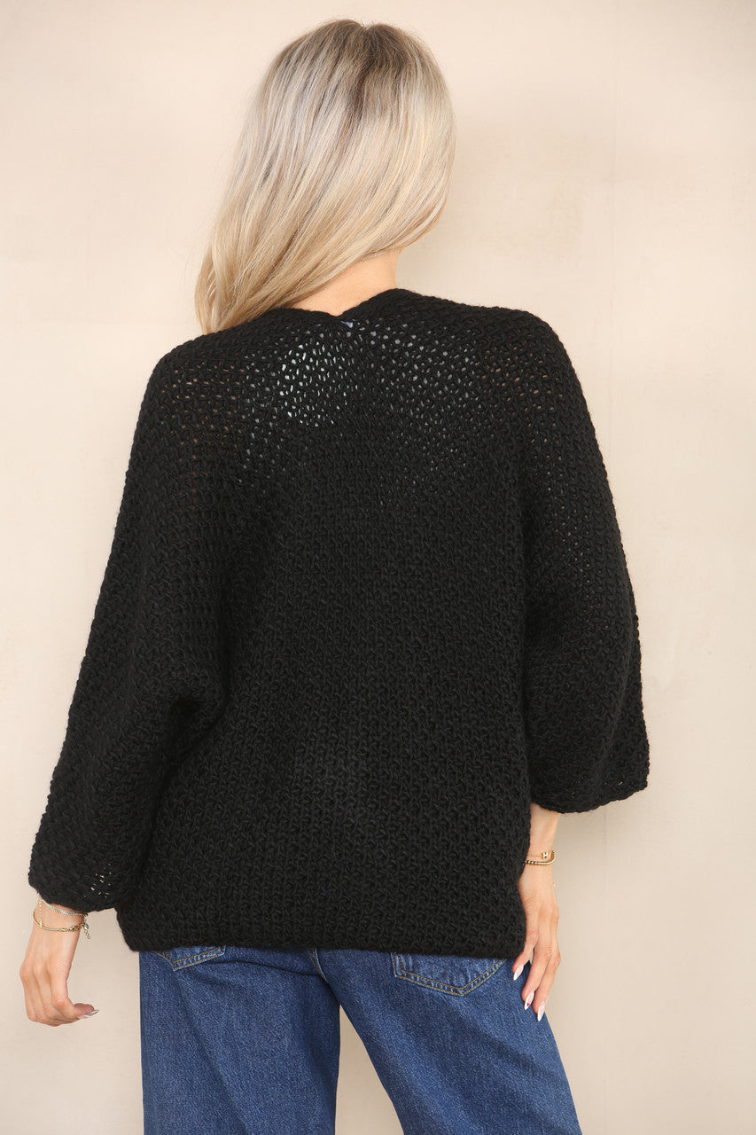 KNITTED BATWING CARDIGAN BLACK