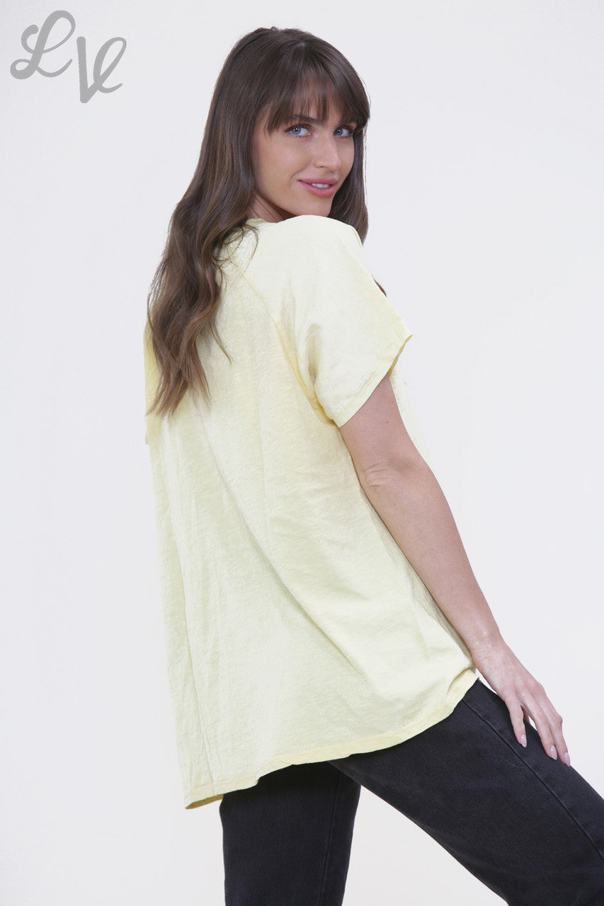 Dames Mesh Pailletten Ster Top Citroen