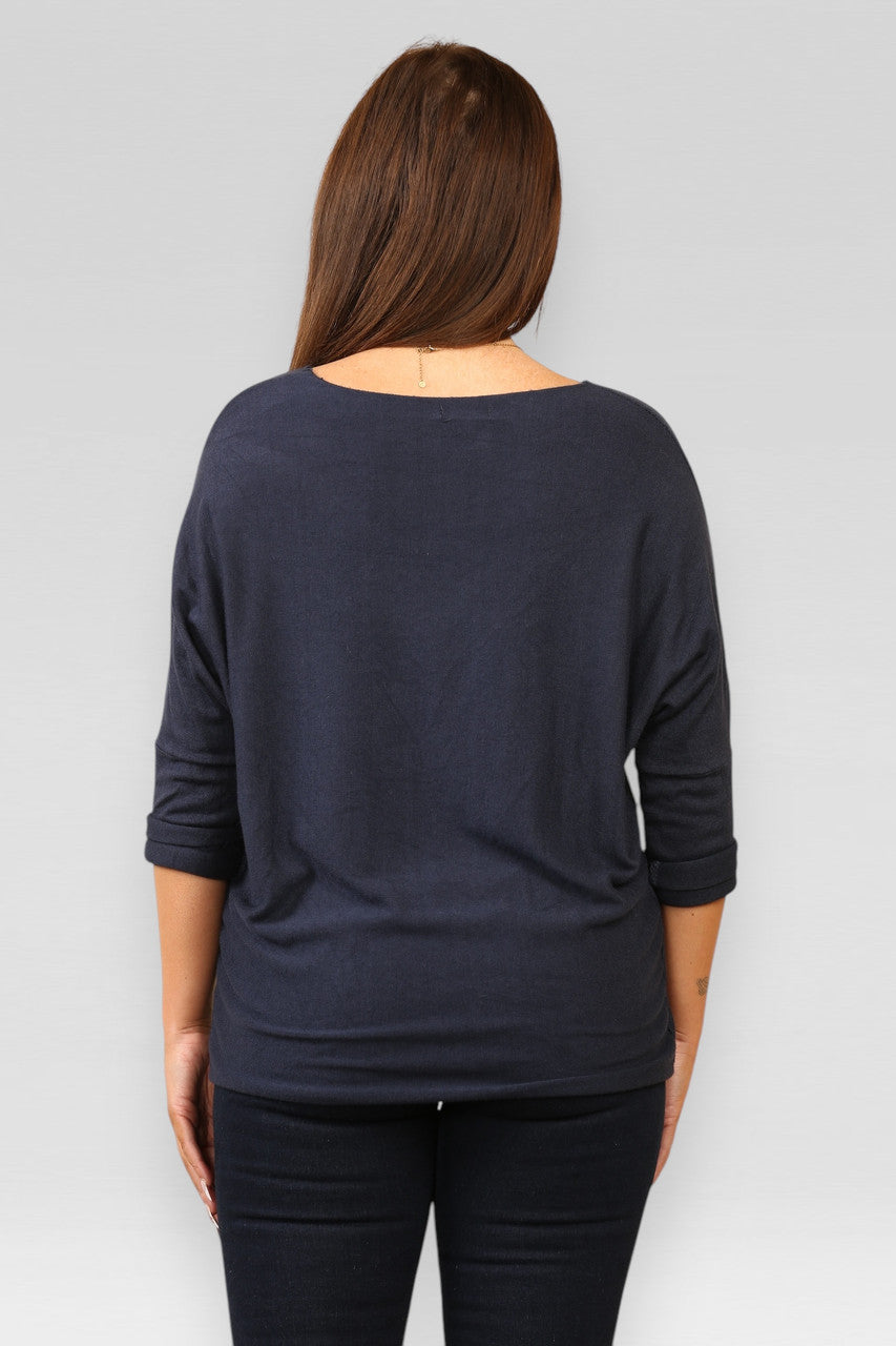 PAILLETTEN SUIKERSTOK HART GLITTER FIJNGEBREIDE TRUI TOP MARINEBLAUW