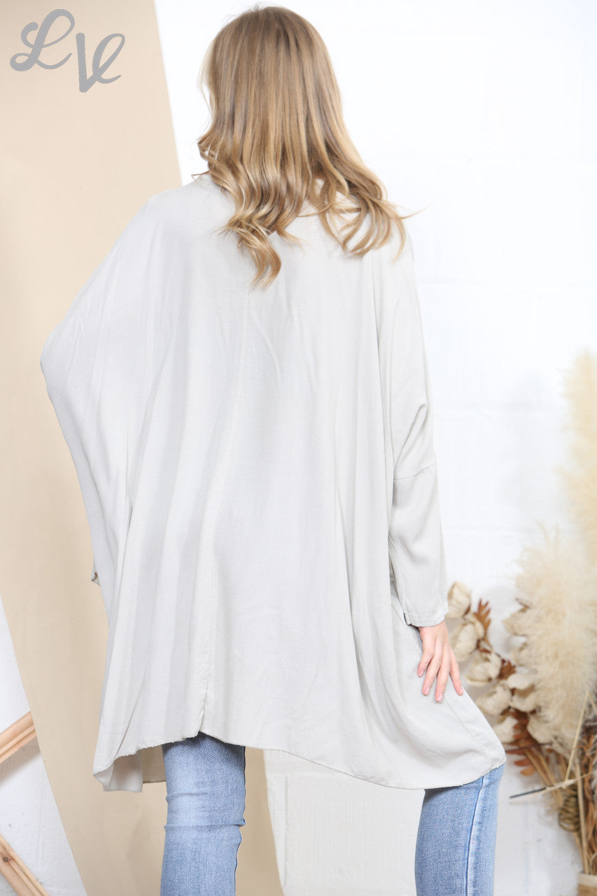 Dames Floaty Kwastjes Blouse Top Steenkleurig