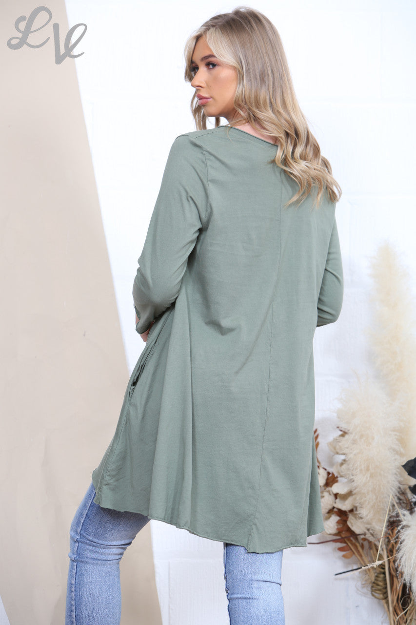 Dames Effen Eenvoudige Tuniek Top Kaki