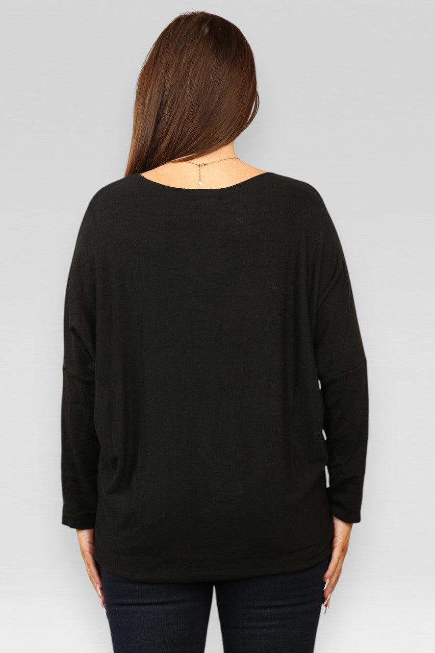 SEQUIN CHRISTMAS CHEERS SPARKLE FINE KNIT JUMPER TOP BLACK