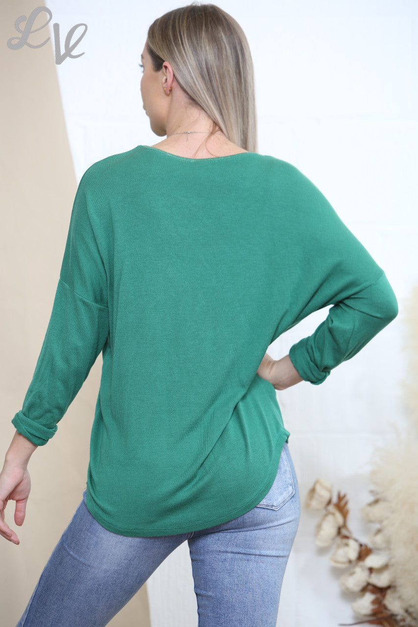 Dames Top Met Sterapplicatie En Pailletten Groen