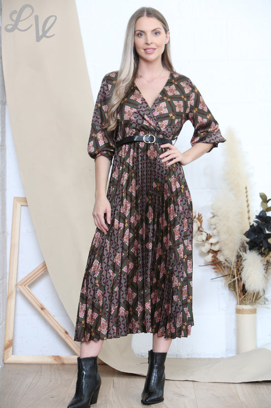 Dames Jurk & Riem met Arabesk Kunstprint Groen
