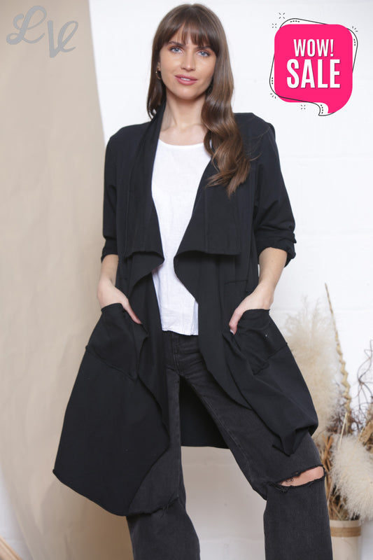 Dames Waterval Jas Vest Zwart
