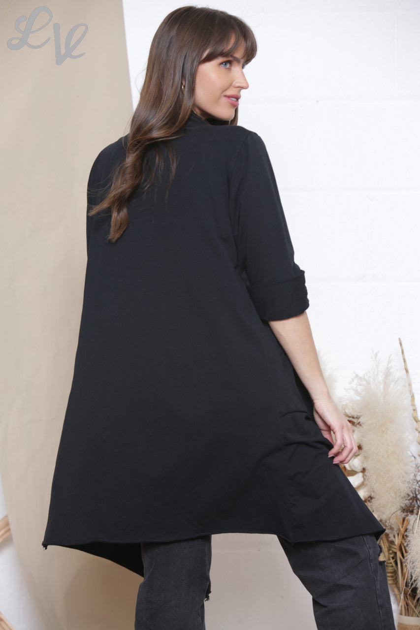 Ladies Waterfall Jacket Cardigan Black
