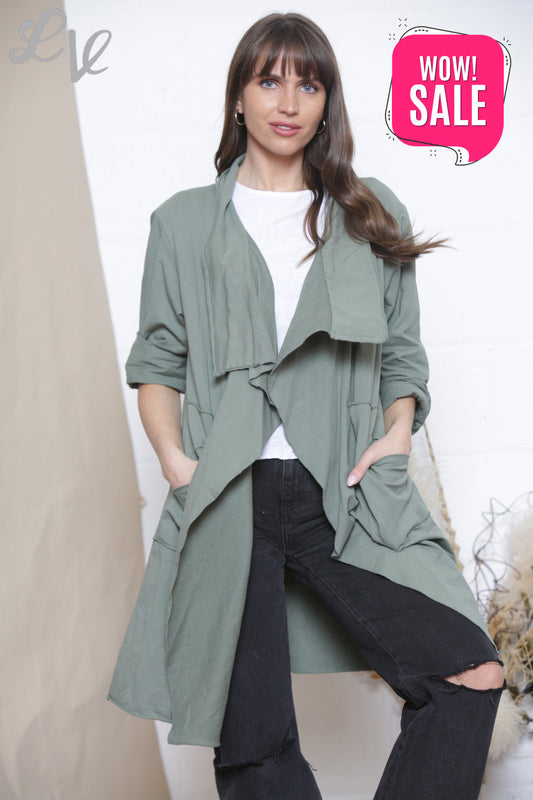 Dames Cardigan Watervalvest Kaki