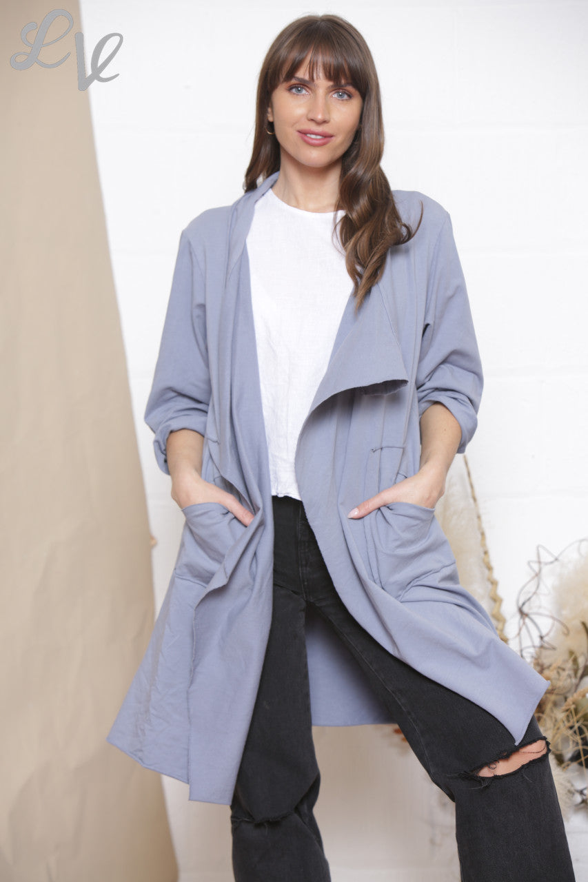 Ladies Waterfall Jacket Cardigan Denim