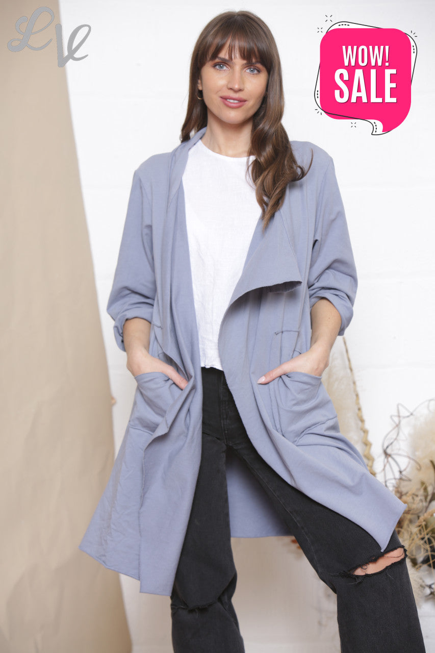 Ladies Waterfall Jacket Cardigan Denim