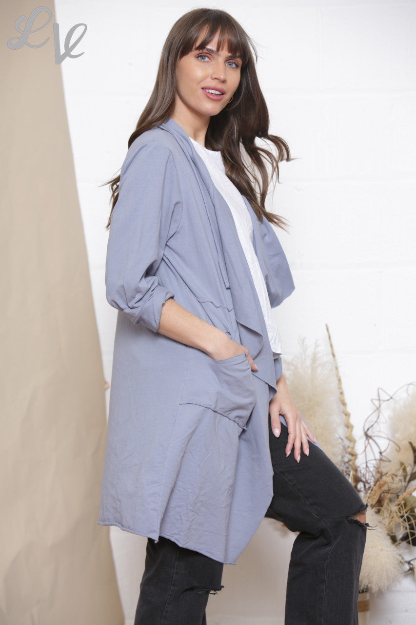 Ladies Waterfall Jacket Cardigan Denim