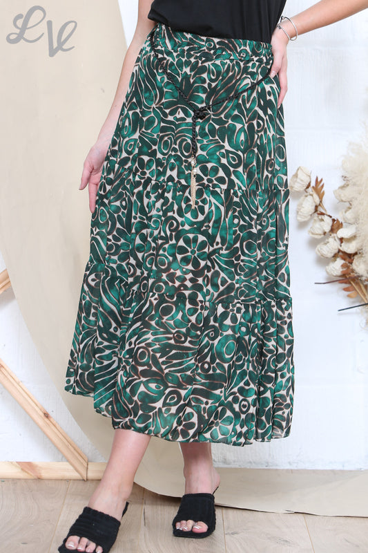 Damesrok met Mixprint Groen