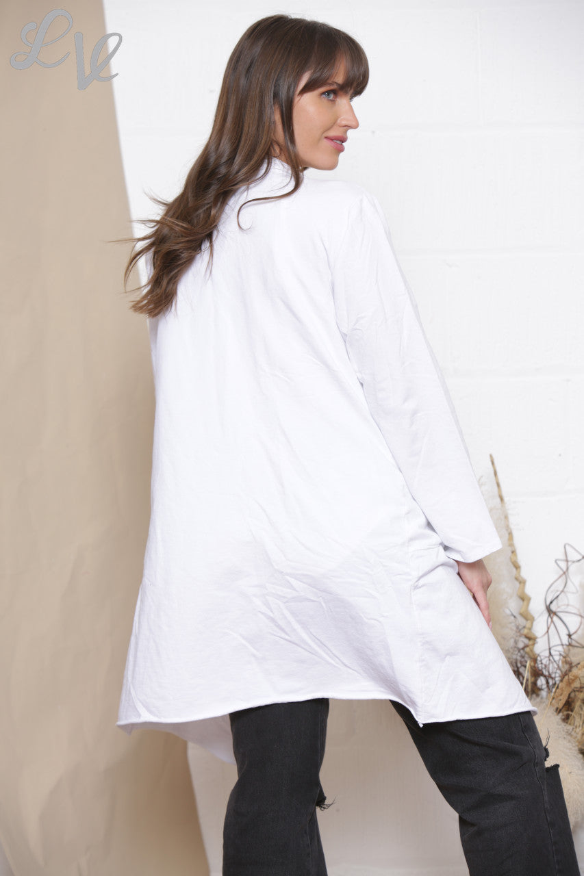 Ladies Waterfall Jacket Cardigan White