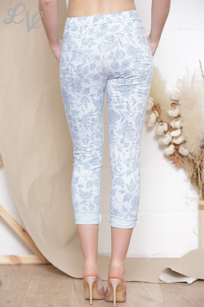 Dames Paisley Print Magic Broek Hemelsblauw