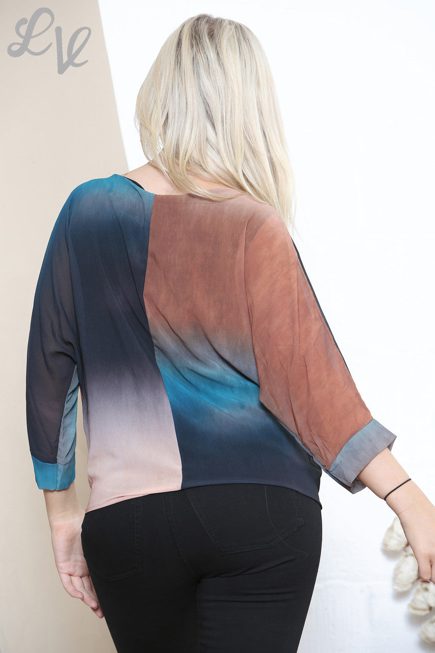 Dames Tie Dye Blouse Met Strikdetail Teal
