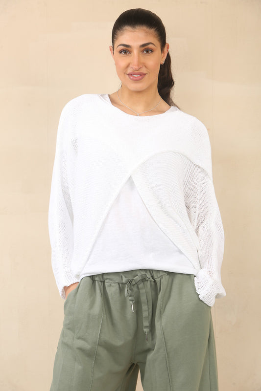 OVERSLAG TRICOT TOP - WIT