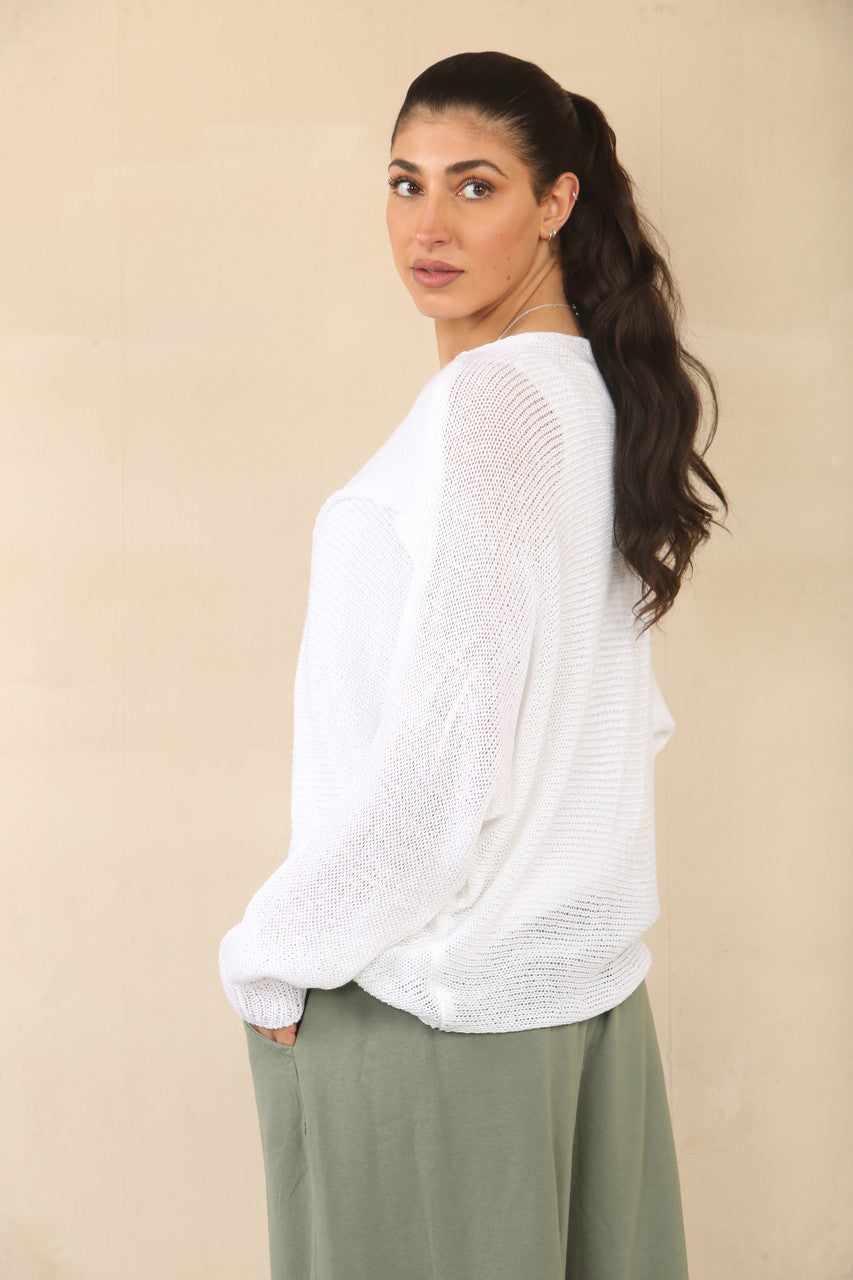 OVERSLAG TRICOT TOP - WIT