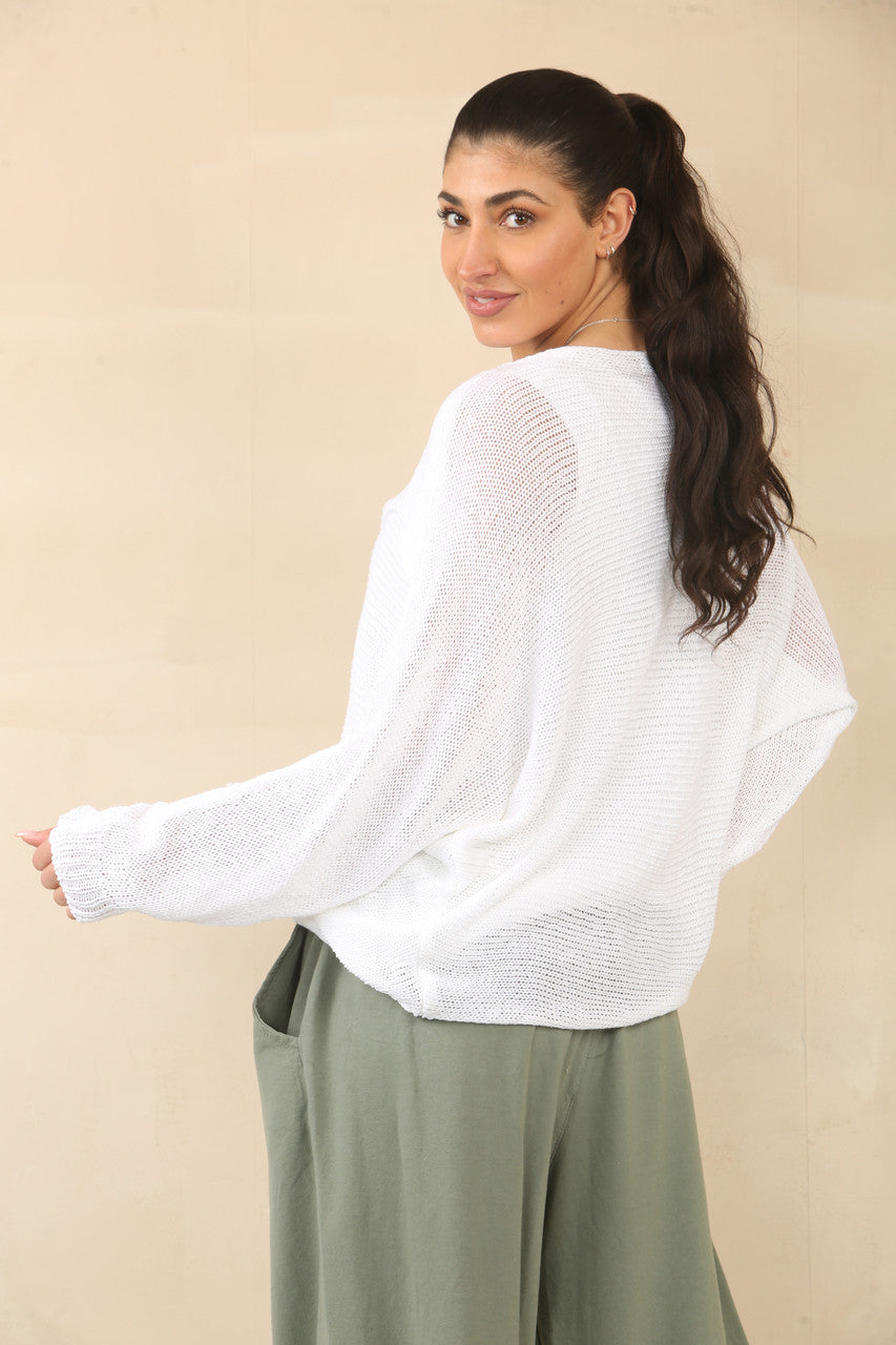 OVERSLAG TRICOT TOP - WIT