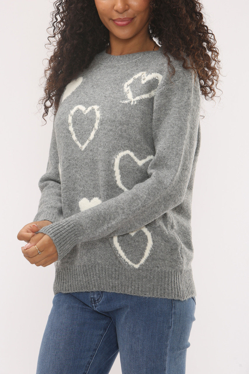GEBORDUURDE HART TRUI - GRIJS