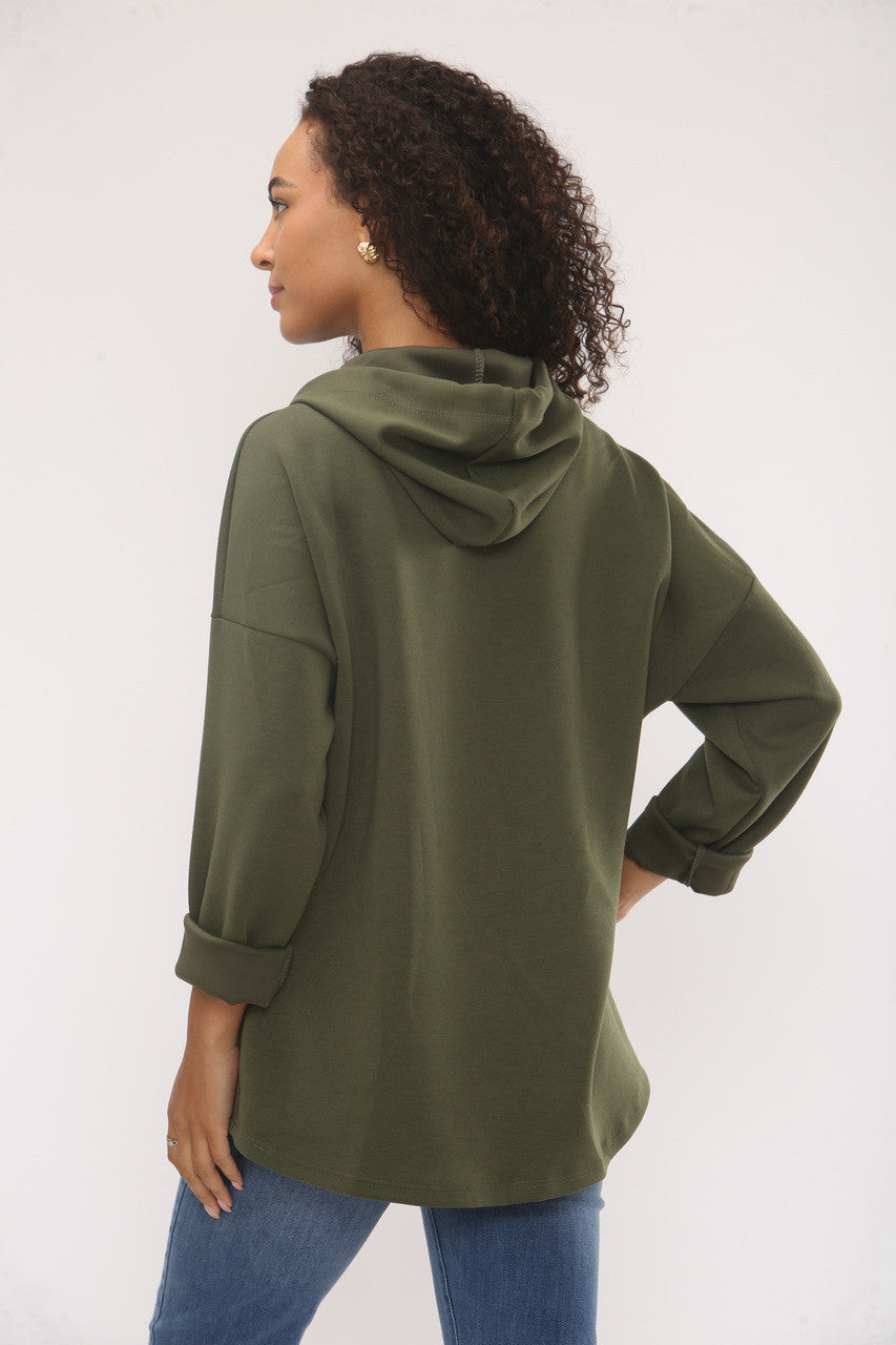 GEËMBOSSEERDE VINTAGE ZACHTE HOODIE - KHAKI