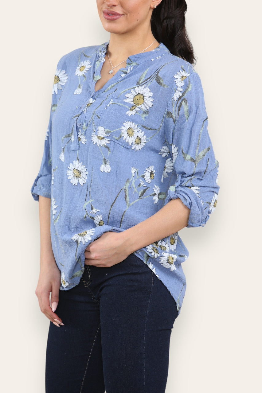 DAISY BLOEMENMIX OVERHEMD BLOUSE DENIM