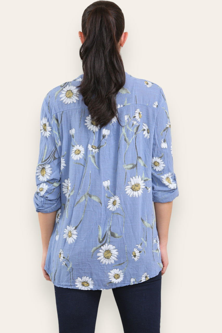 DAISY BLOEMENMIX OVERHEMD BLOUSE DENIM
