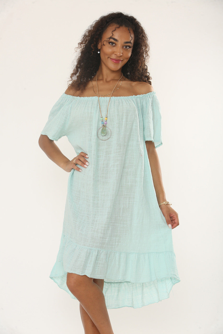 BARDOT JURK MET RUFFELZOOM EN KETTING - MINT