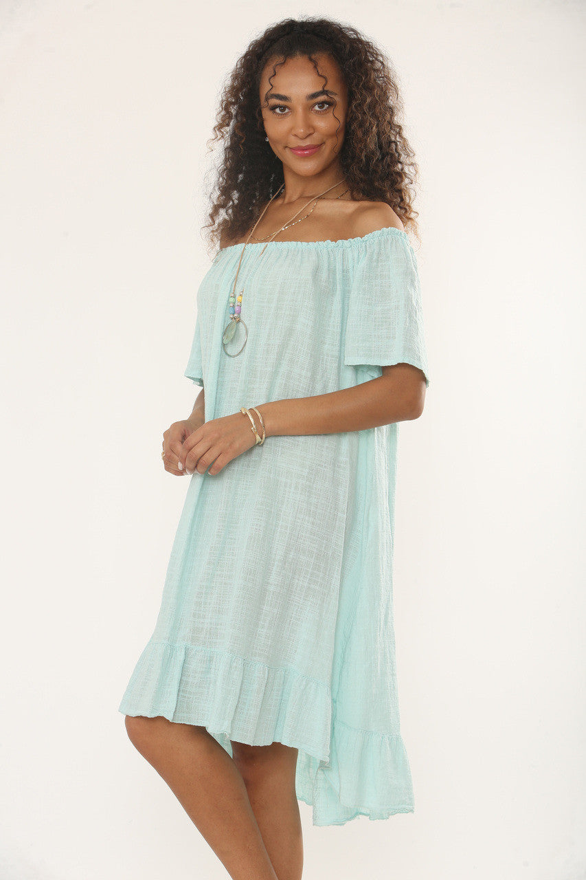 BARDOT JURK MET RUFFELZOOM EN KETTING - MINT