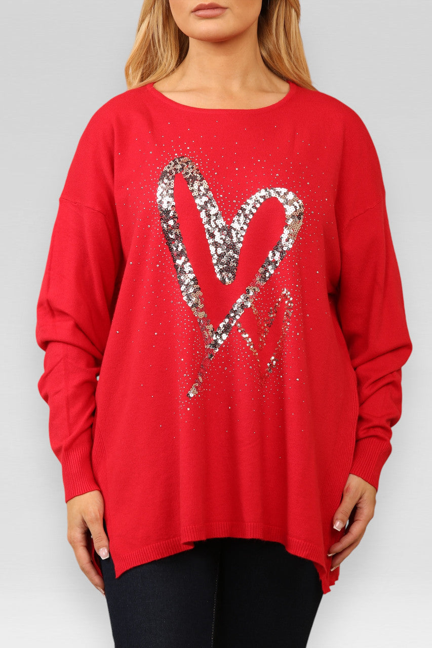 TRUI MET PAILLETTENHARTJES ROOD