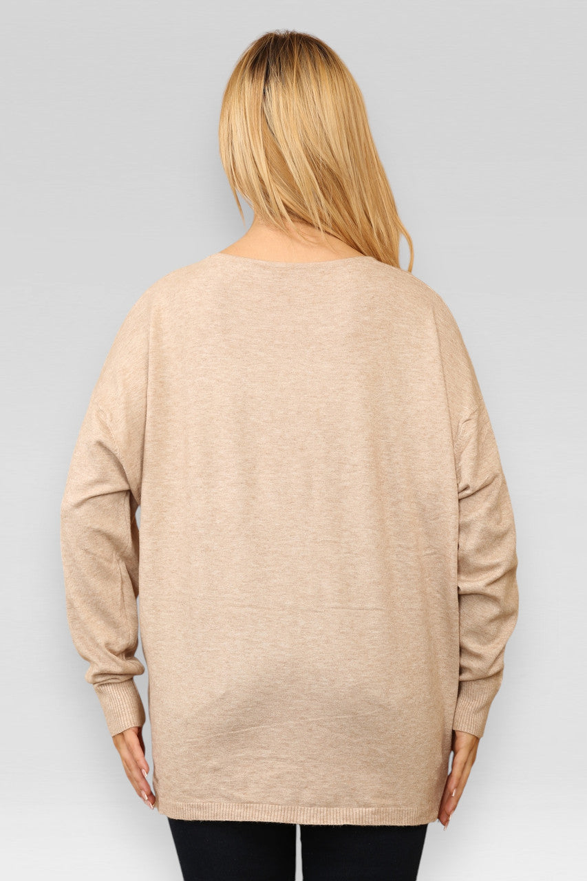 TRUI MET PAILLETTEN HARTEN BEIGE