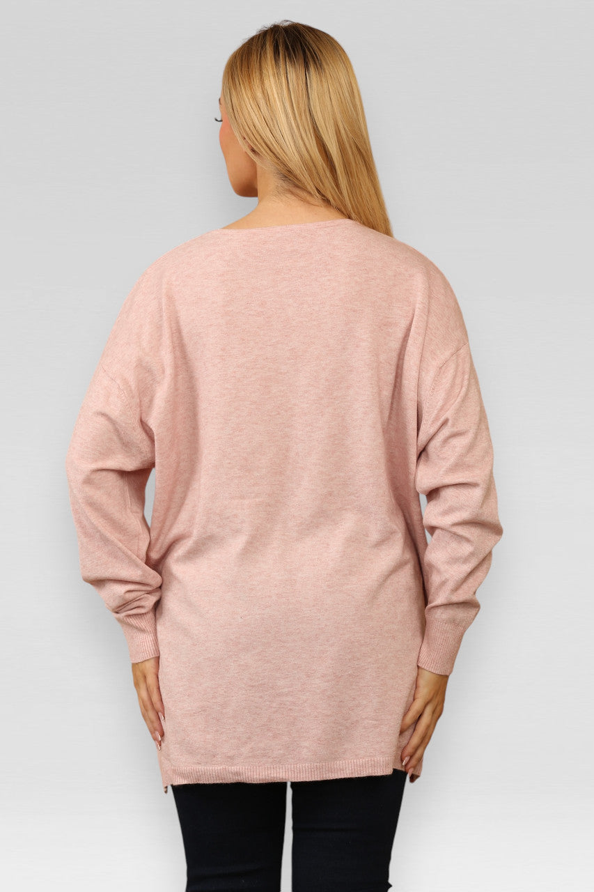 PAILLETTEN HARTEN GEBREIDE TRUI ROZE