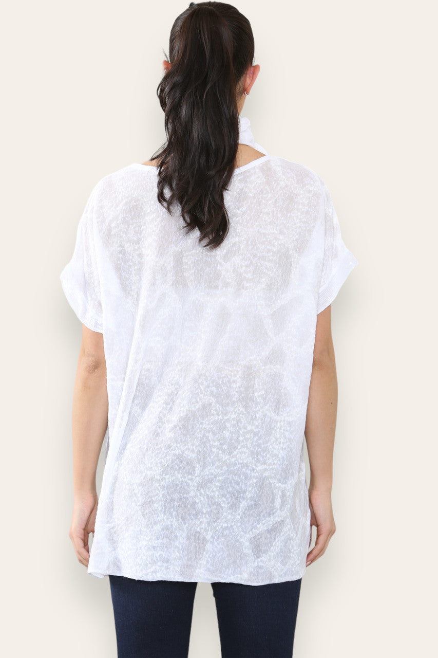 MARMER PRINT SJAAL TOP WIT