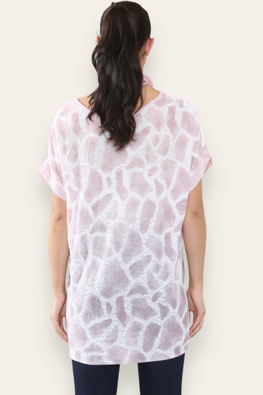 SJAALTOP MET MARMERPRINT STOFROZE