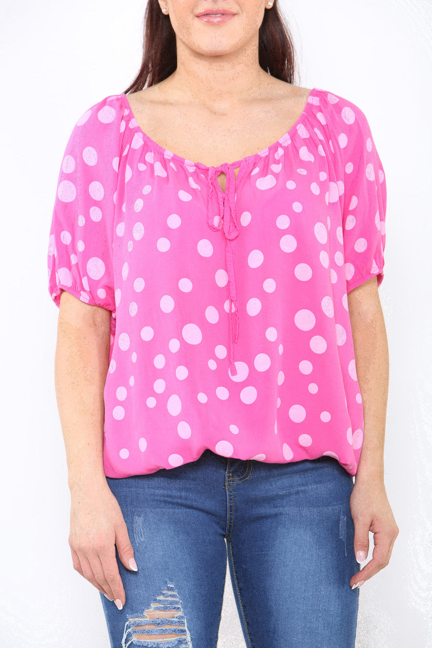 Dames Top met Polka Dots Print Kersenrood