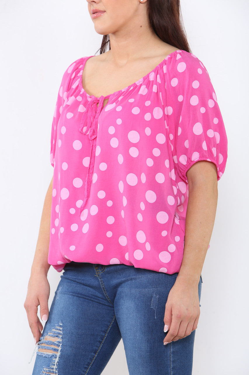 Dames Top met Polka Dots Print Kersenrood