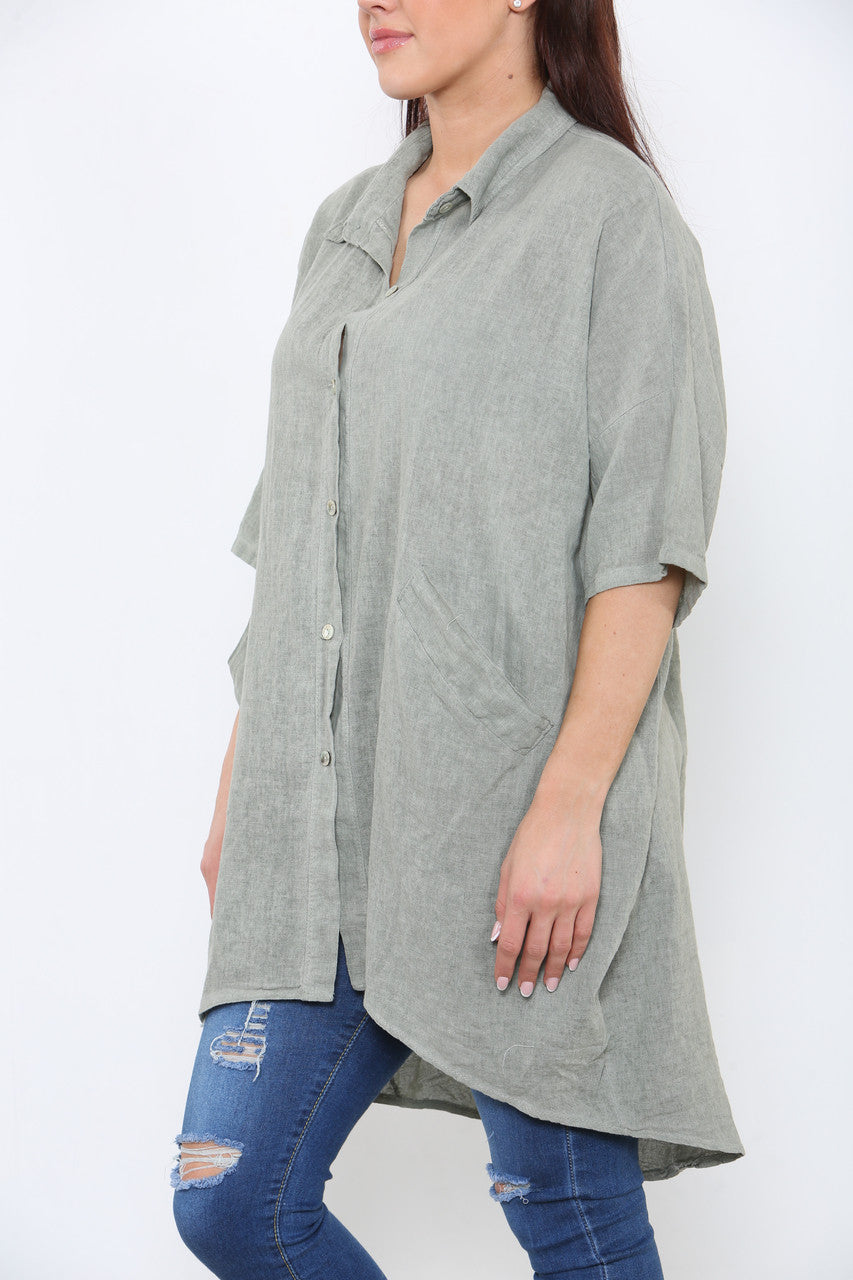 LADIES LAGENLOOK SHIRT TOP KHAKI