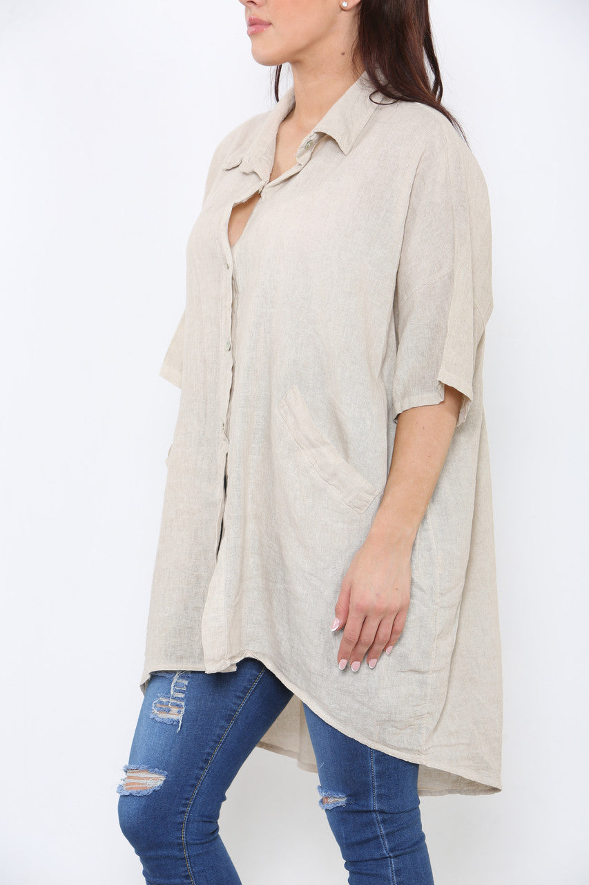 LADIES LAGENLOOK SHIRT TOP STONE