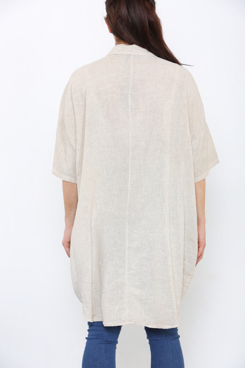 LADIES LAGENLOOK SHIRT TOP STONE