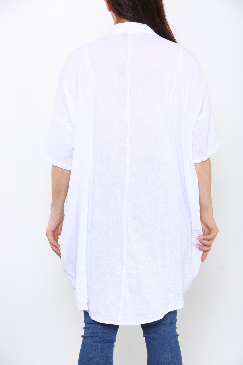 LADIES LAGENLOOK SHIRT TOP WHITE
