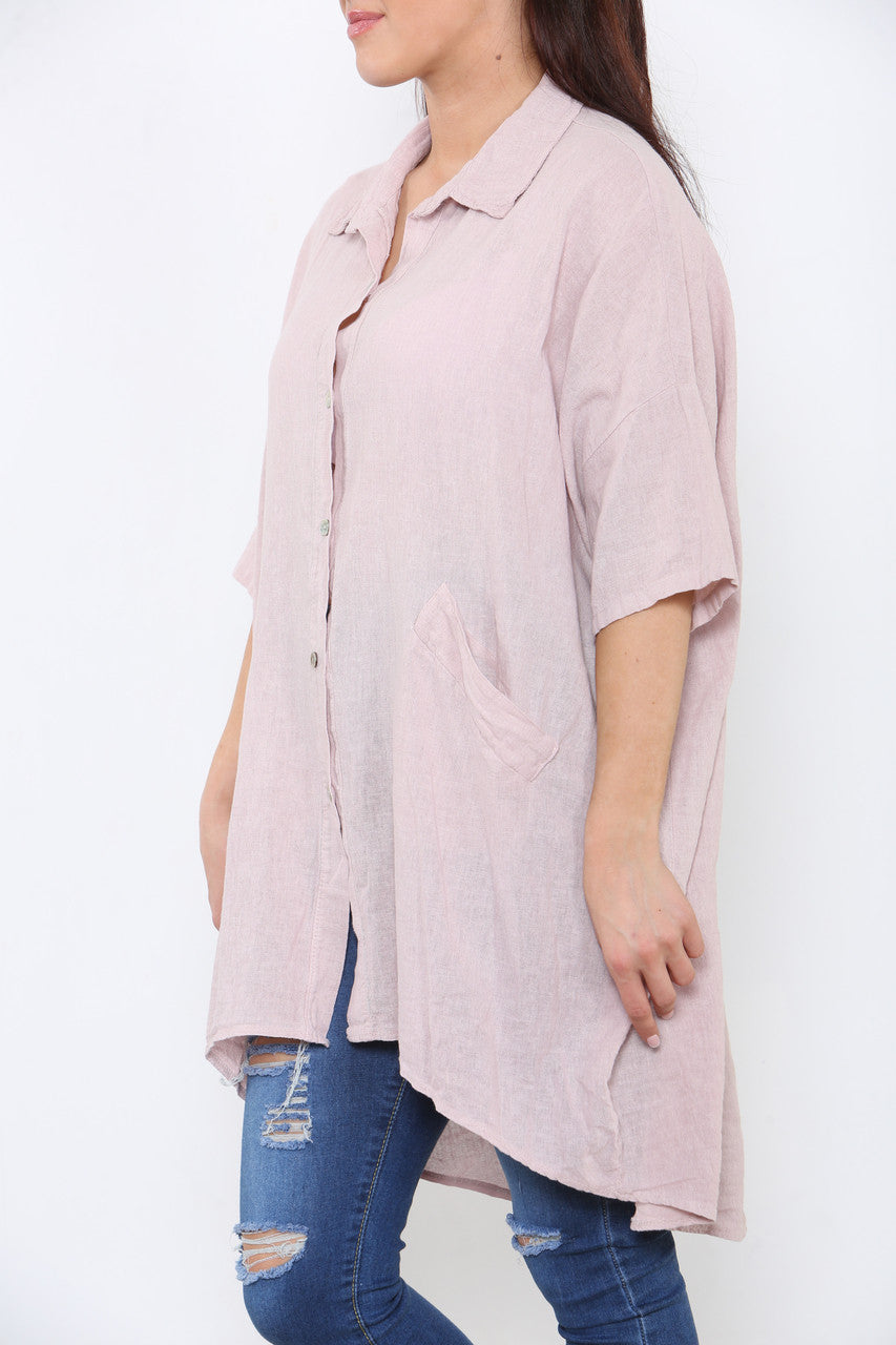 LADIES LAGENLOOK SHIRT TOP DUSTY PINK