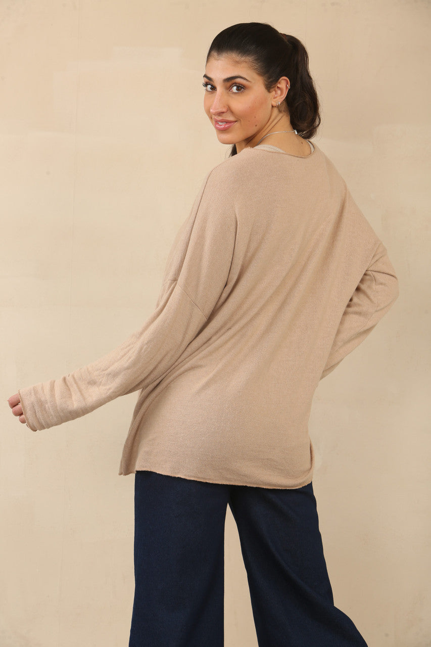 PAARDEBLOEM BLOEMEN PRINT TRUI TOP - TAN