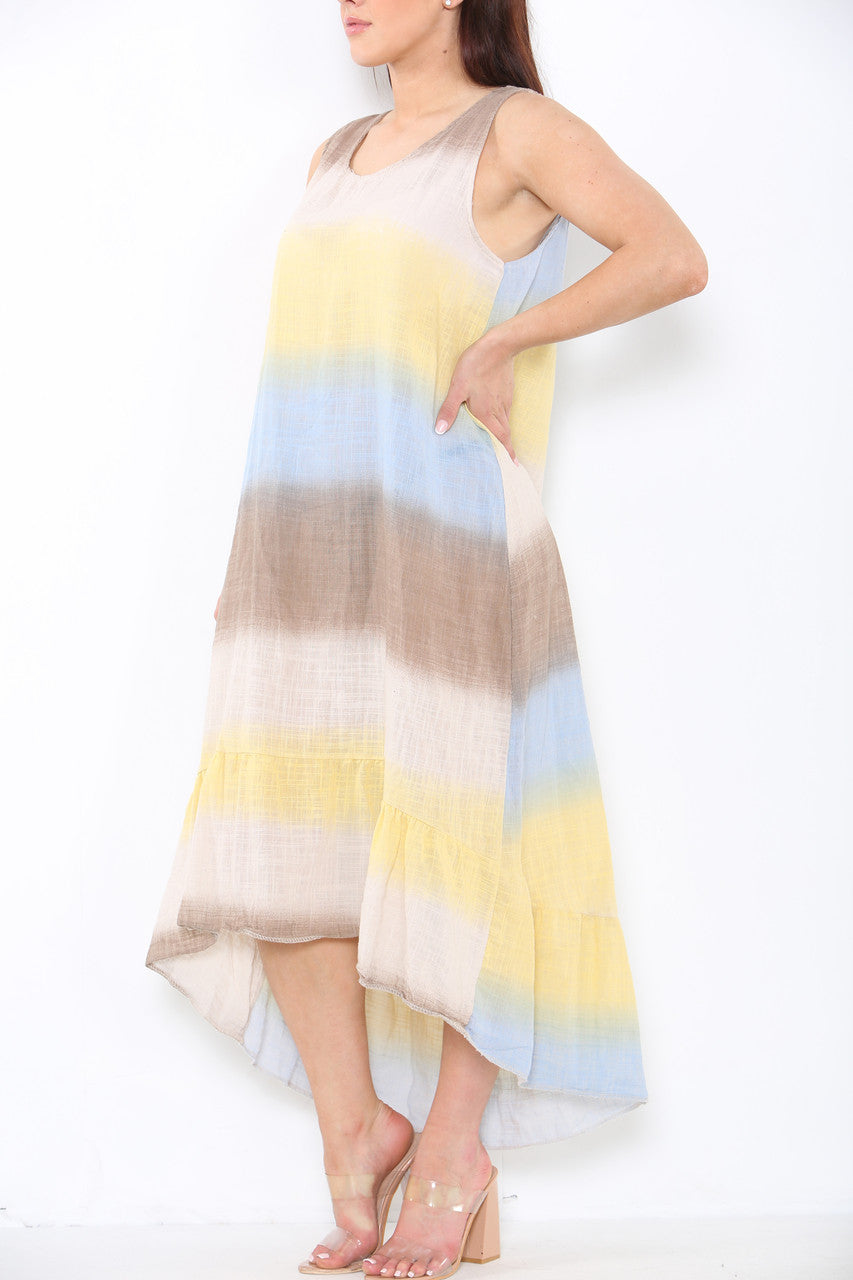 Dames mouwloze jurk Tie Dye Ombre Wit