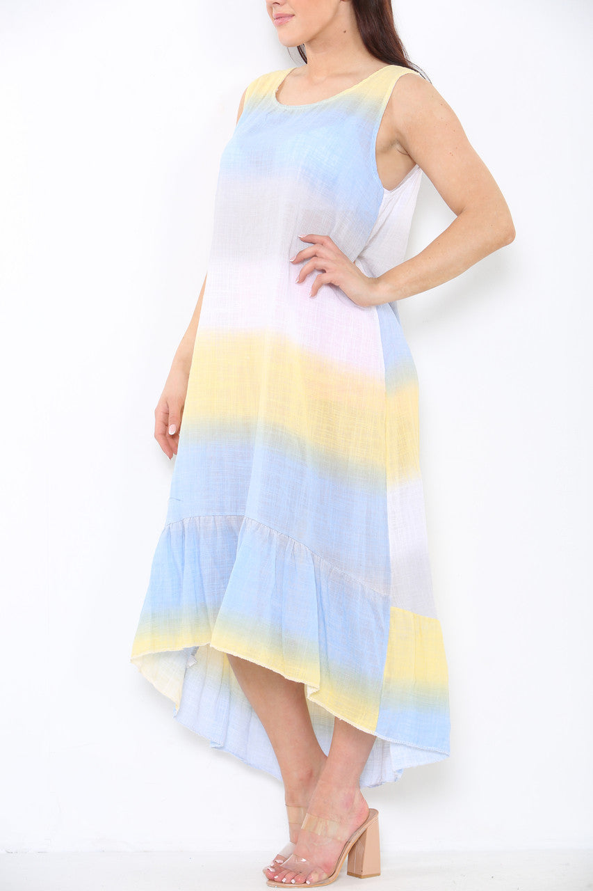 Dames mouwloze jurk Tie Dye Ombre Wit
