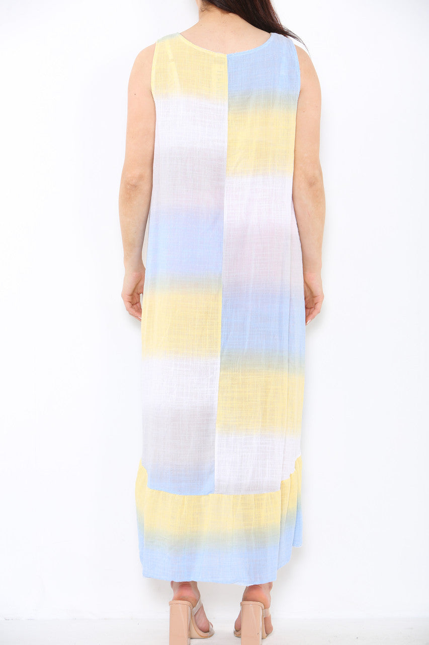 Dames mouwloze jurk Tie Dye Ombre Wit