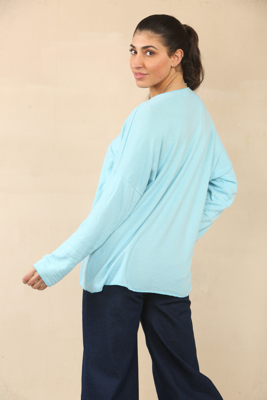 PAARDEBLOEM BLOEMEN PRINT TRUI - TURQUOISE