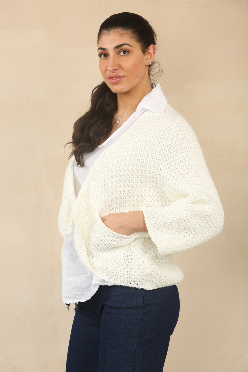 GEBREID VLEERMUISMOUW VEST - WIT