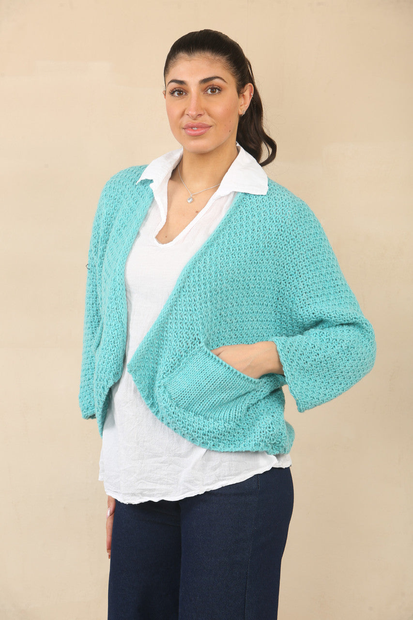 GEBREID VLEERMUIZMOUW VEST - SEAFOAM