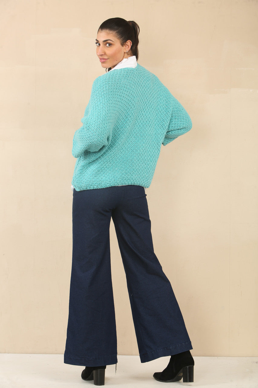 GEBREID VLEERMUIZMOUW VEST - SEAFOAM